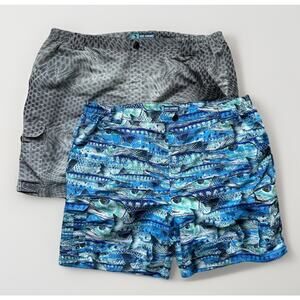 Reel Legends Shorts Mens Size 2XL Fishing Blue Gray Summer Outdoors Fish AOP